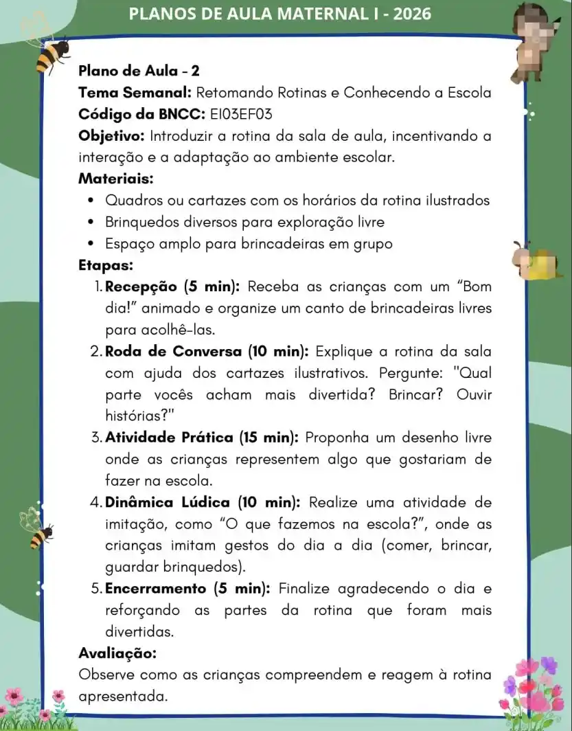 Plano de Aula 2 — Retomando Rotinas e Conhecendo a Escola