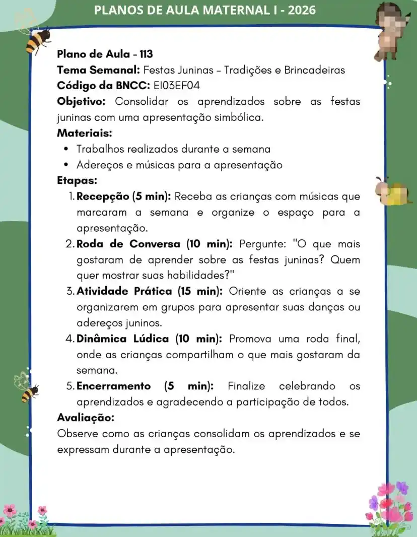 Plano de Aula 113 — Festas Juninas: Tradições e Brincadeiras