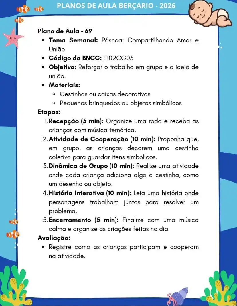 Plano de Aula 69 — Páscoa: Compartilhando Amor e União