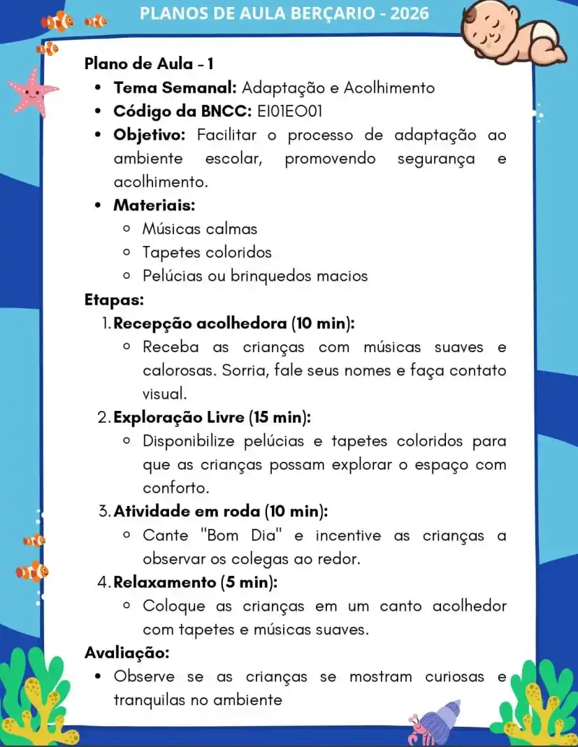 Plano de Aula 1 — Adaptação e Acolhimento