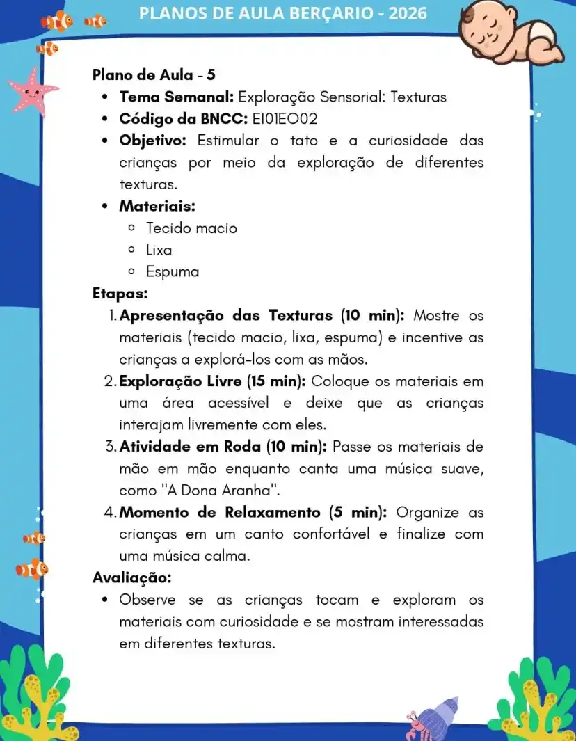 Plano de Aula 5 — Exploração Sensorial: Texturas