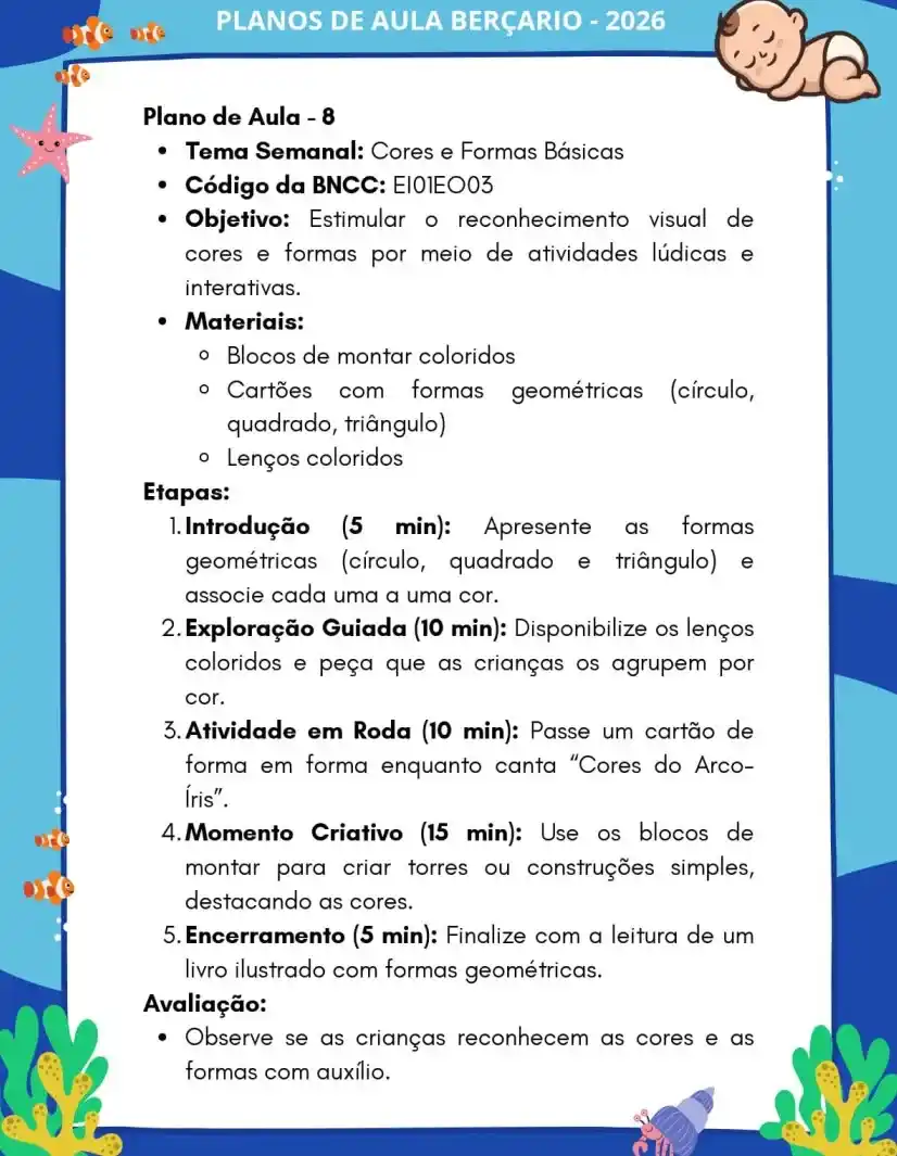 Plano de Aula 8 — Cores e Formas Básicas