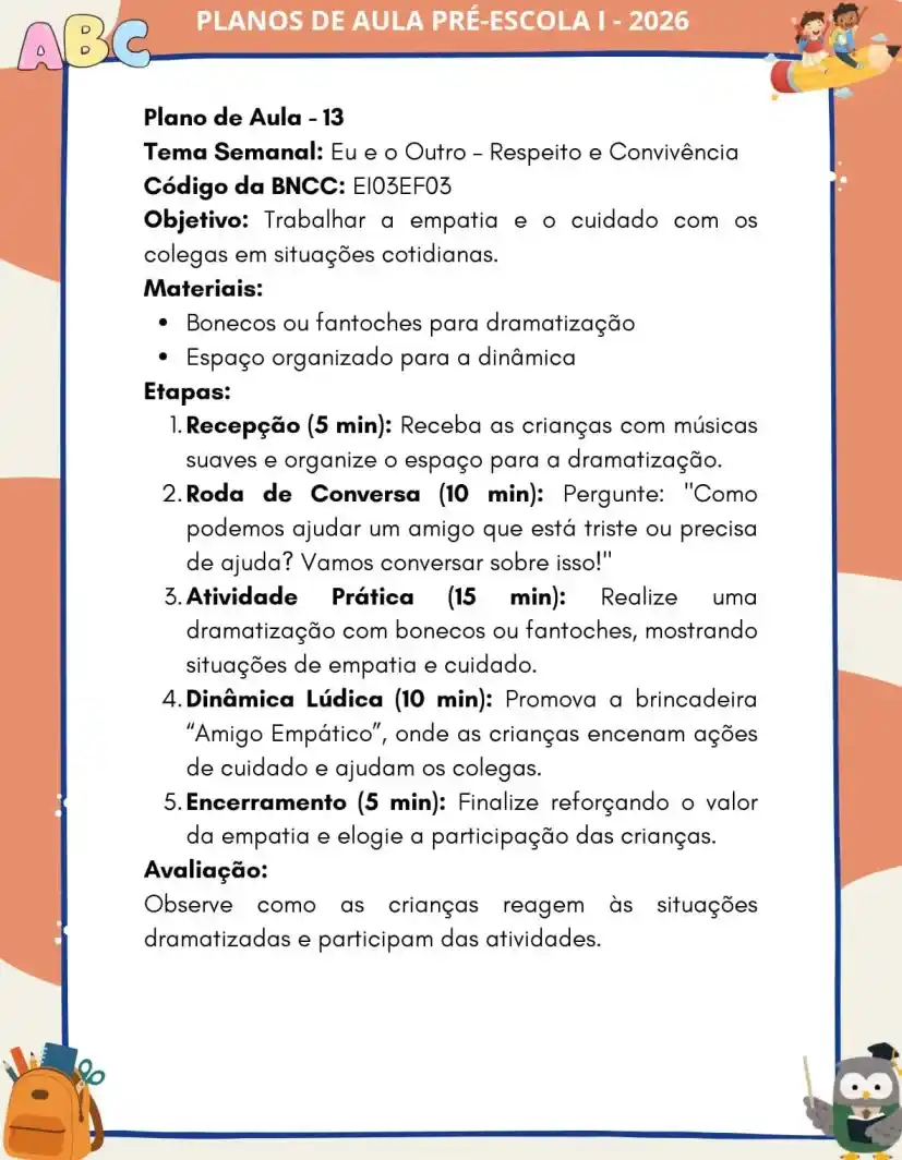 Plano de Aula 13 — Respeito e Convivência
