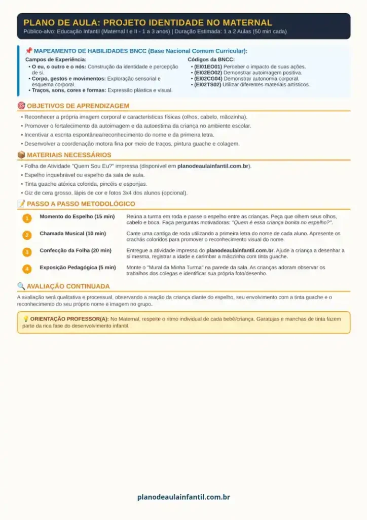 1 - Plano de aula identidade maternal grátis em pdf