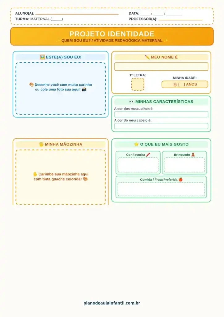 1 - Plano de aula identidade maternal grátis em pdf
