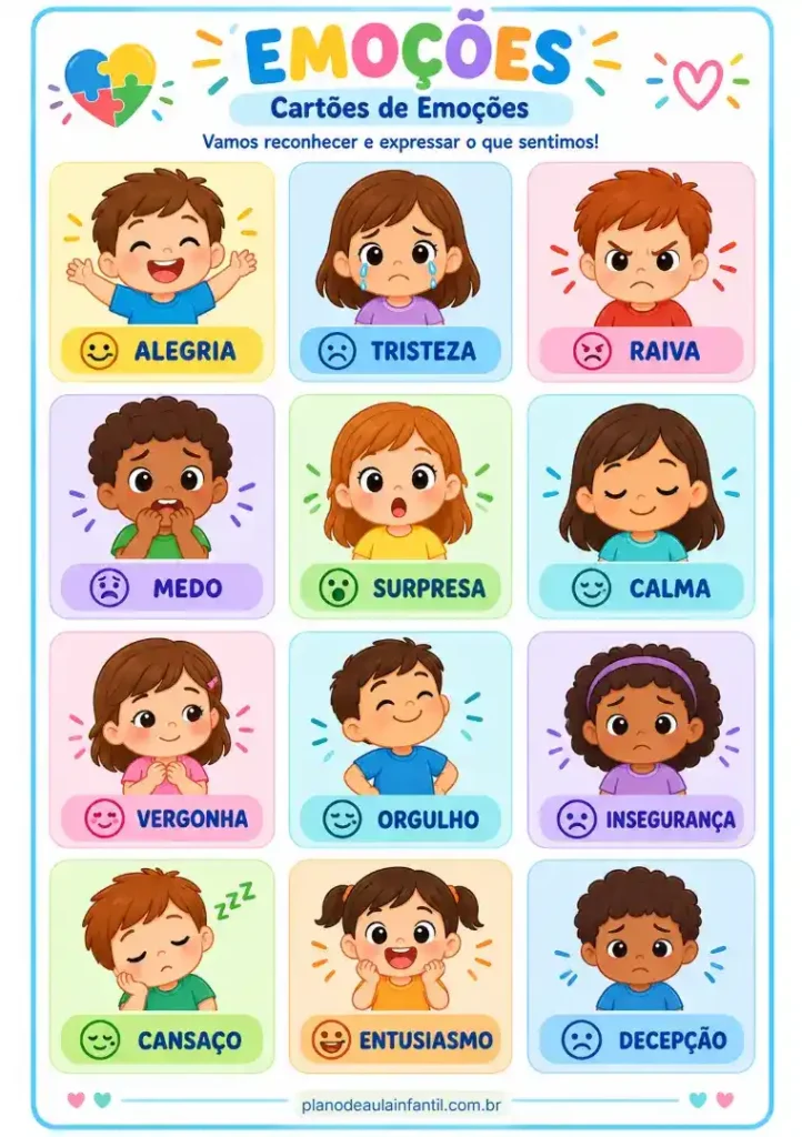 Plano de aula das emoções para autismo para imprimir em pdf grátis